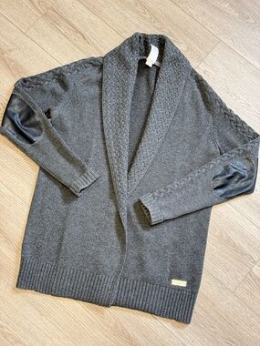 Noel Asmar Equestrian Women’s Shawl Collar Gray Sweater Cardigan Sz.S Cashmere